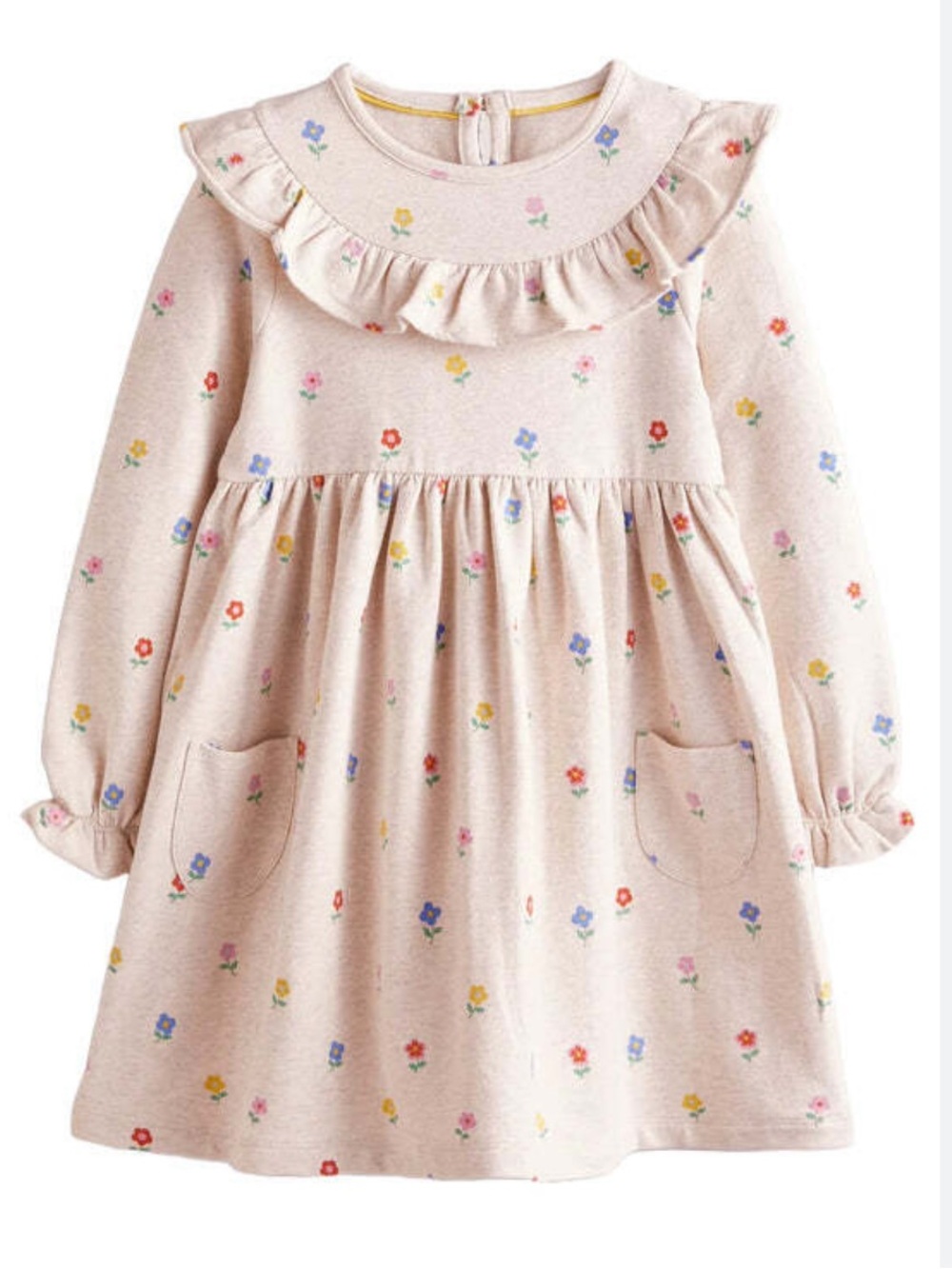 Mini Boden Floral Ruffle Collar Dress